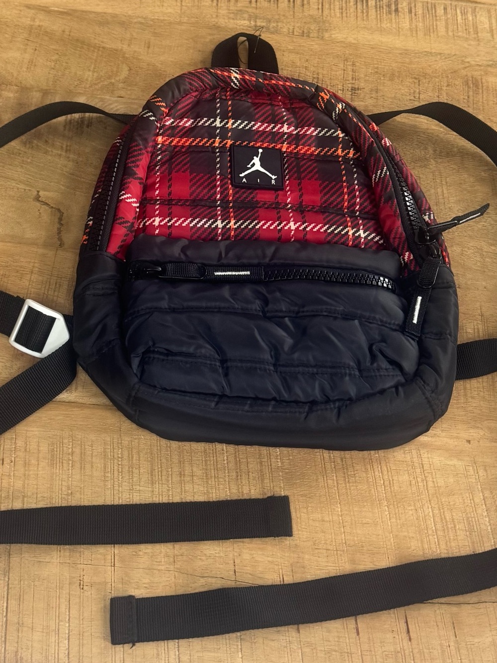 Retro Air Jordan Red Plaid and Black Crossbody Mini Bag Backpack